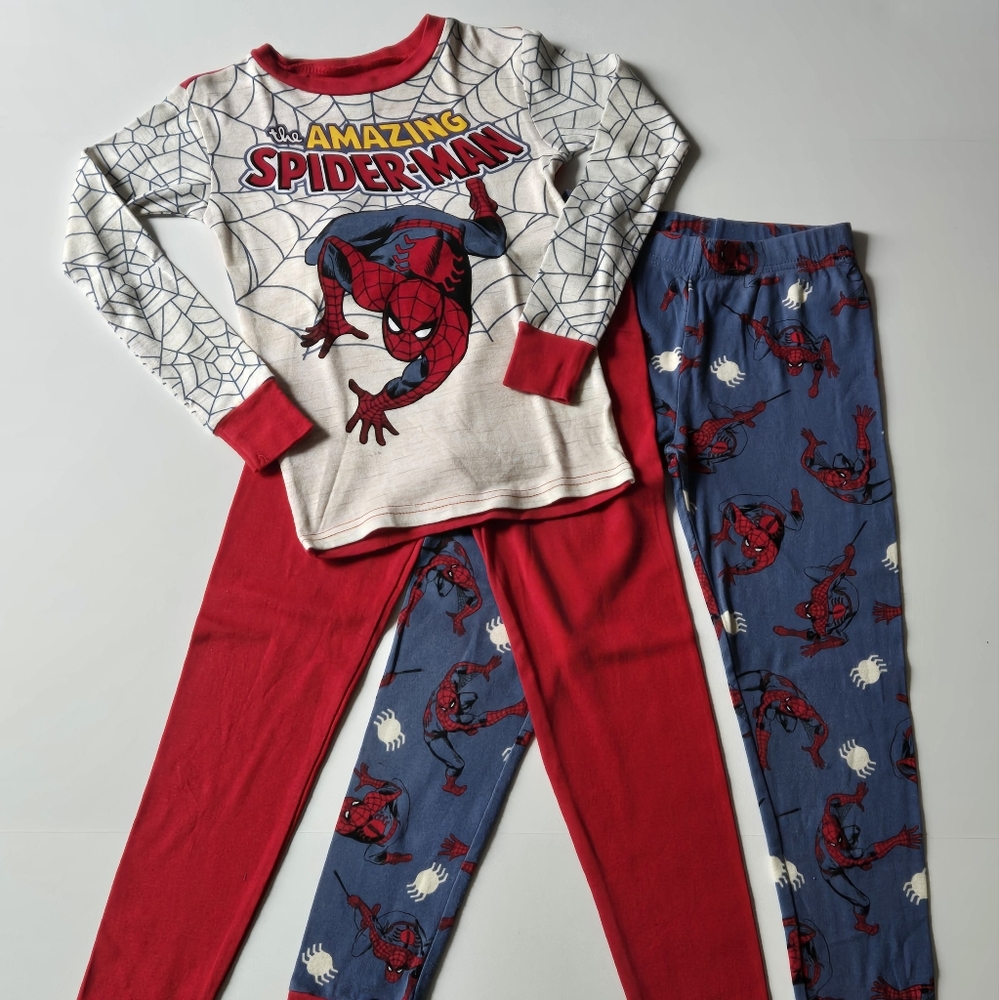 Spider-Man Kids Pajamas Set (2‎ pants and 1 top) - Red and Blue/Size 8